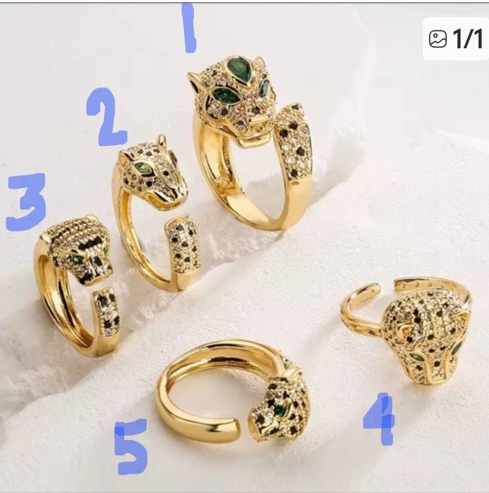 High Quality Bling Womens Rings Gold Tone Leopard AAA CZ Stone  Elegant Jewelry